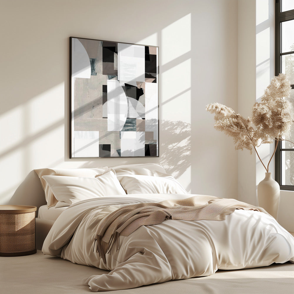 Abstracte Mocha Zwart Wit Compositie Nr. 1 | Poster