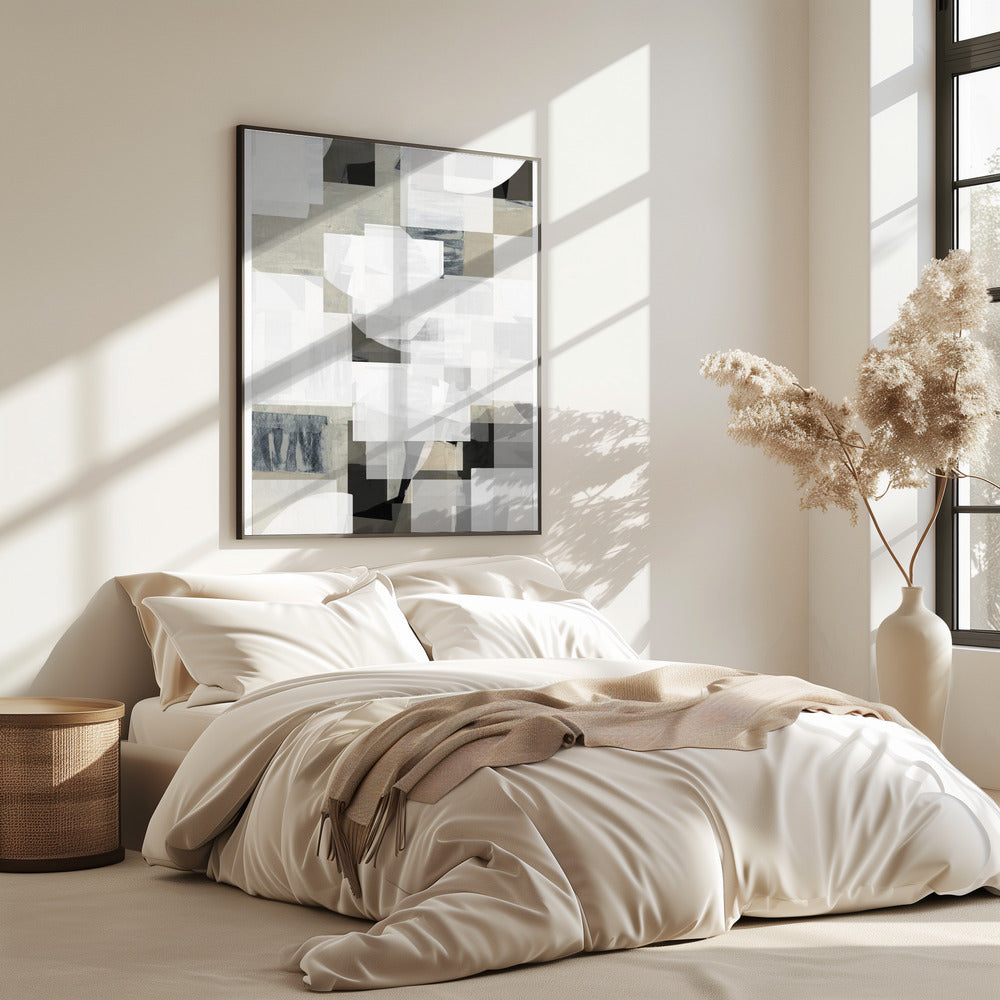 Abstracte Mocha Zwart Wit Compositie Nr. 3 | Poster