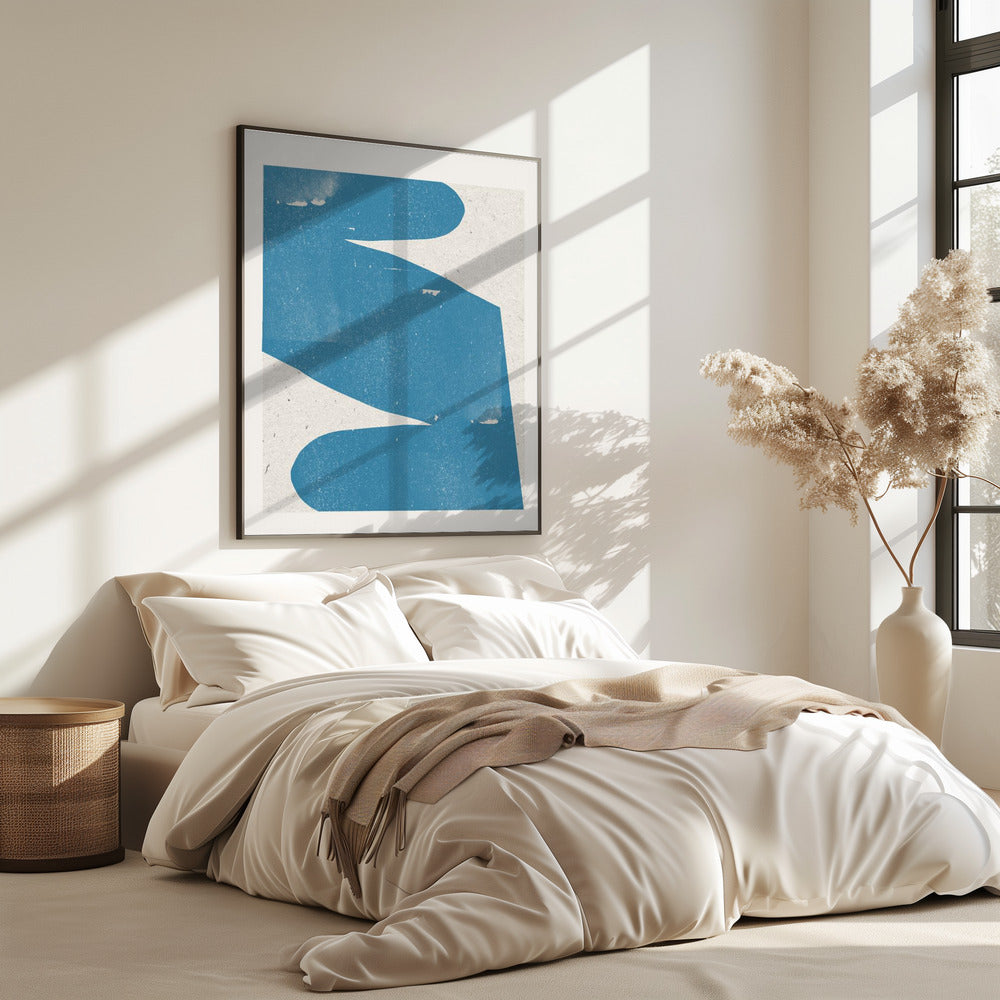 Blauwe abstracte curve | Poster