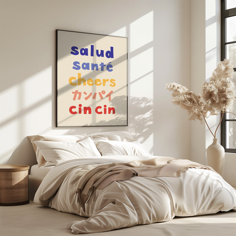Proost typografie - Salud Santé Proost Kanpai Cin cin | Poster
