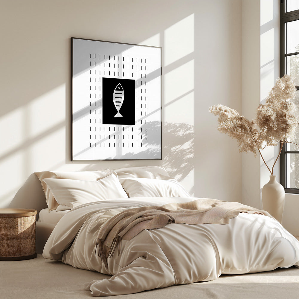 Minimalist Fish In The Rain, Abstract Minimalist Art Print | Poster