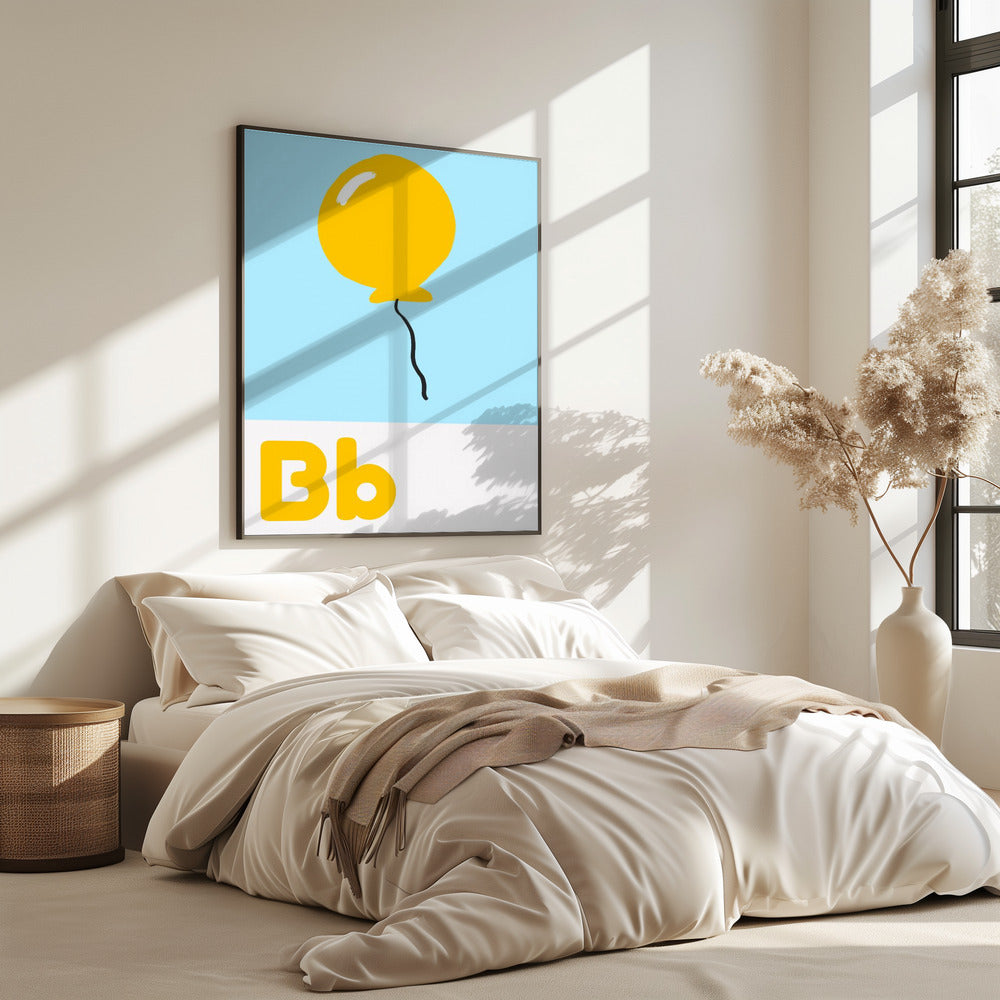 Gele ballonzweefwagen | Poster