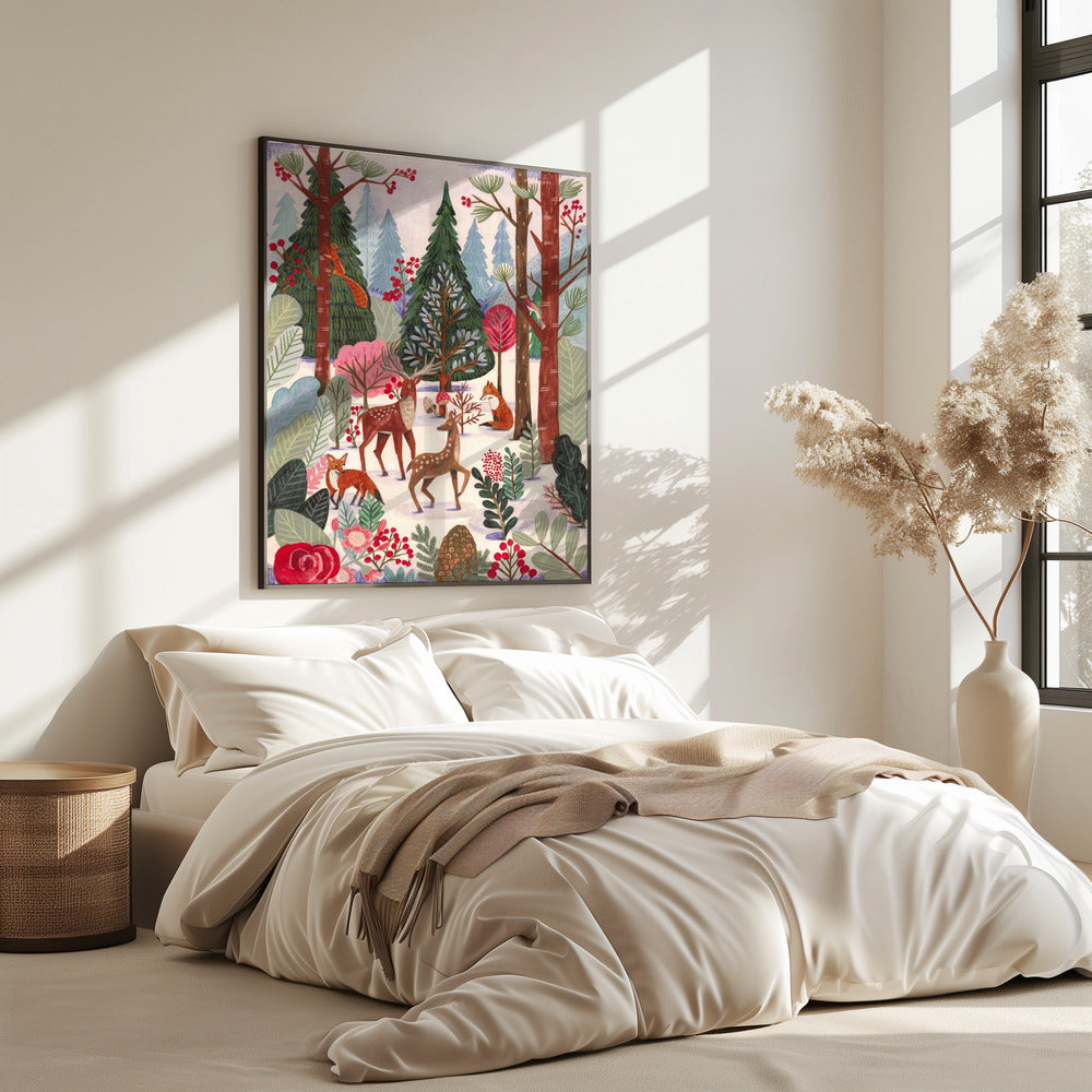 Dieren in het winterbos | Poster