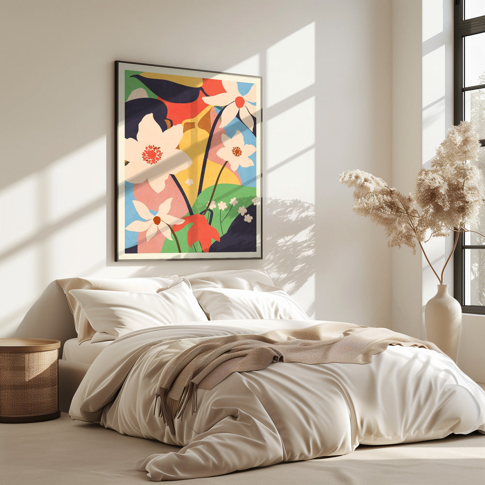Abstracte kunst landschap bloemen | Poster