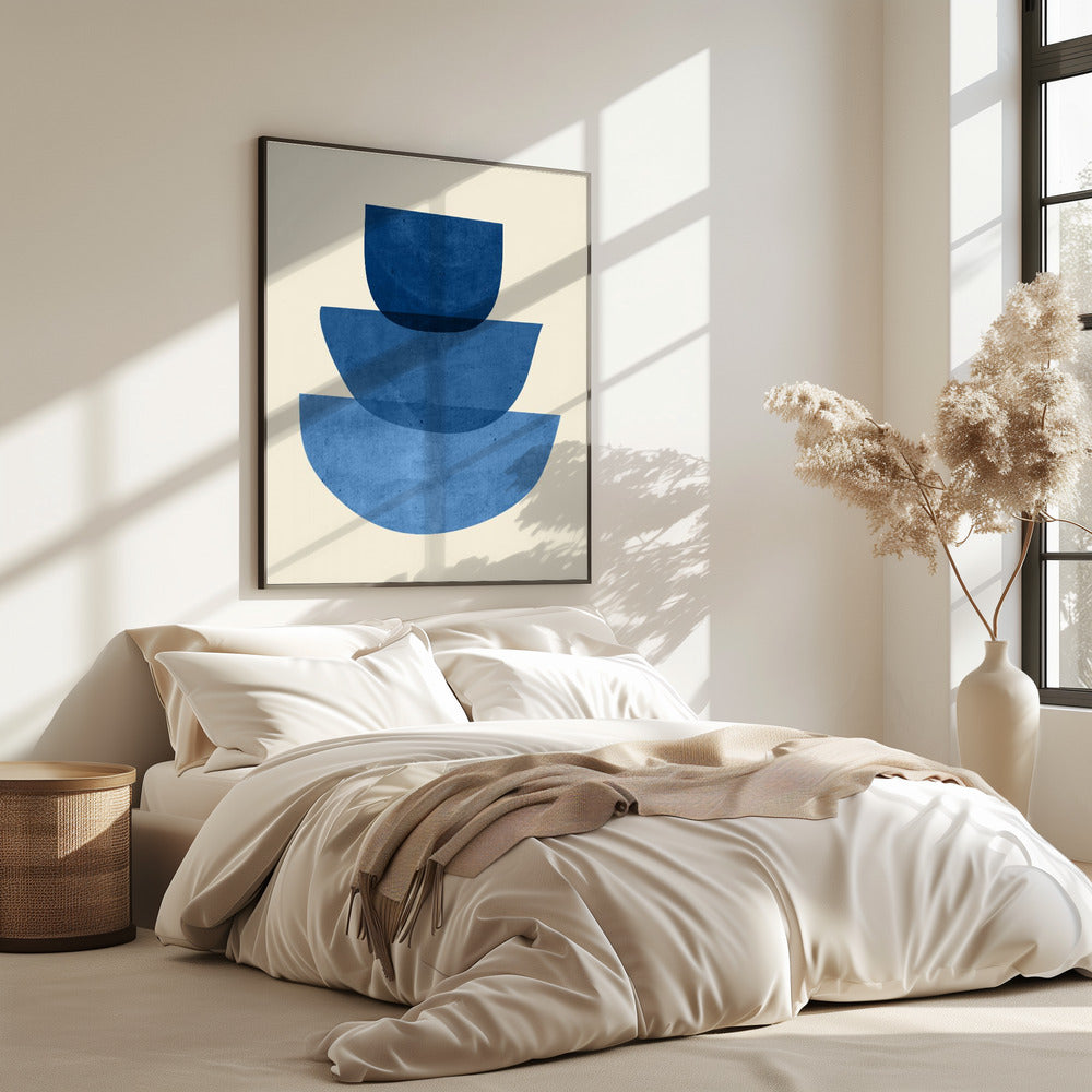 Geometrische abstracte vormen blauw | Poster