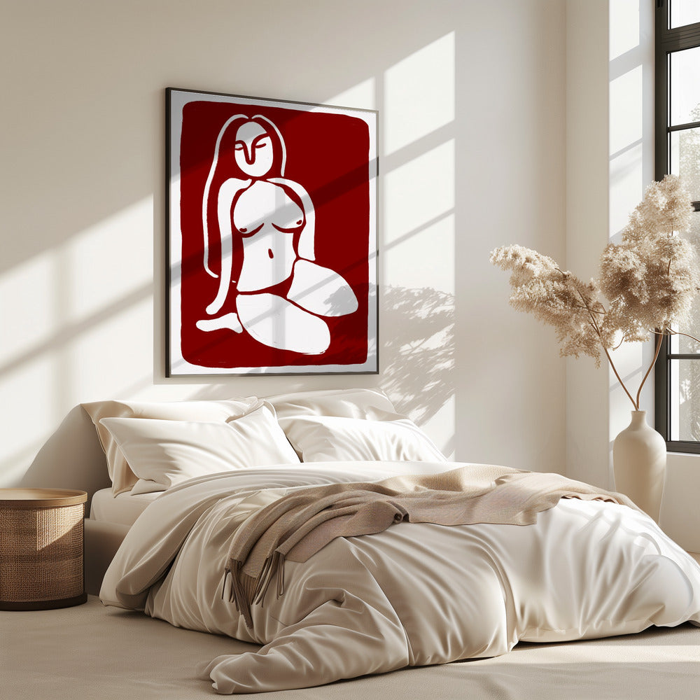 Gestileerd naaktfiguur in zittende houding | Poster