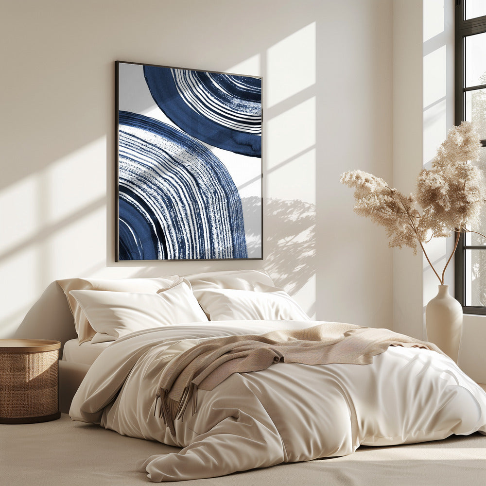 Blauwe concentrische golven | Poster