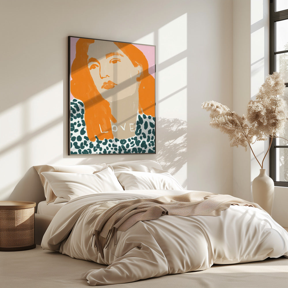 Portret van een vrouw met oranje haar | Poster