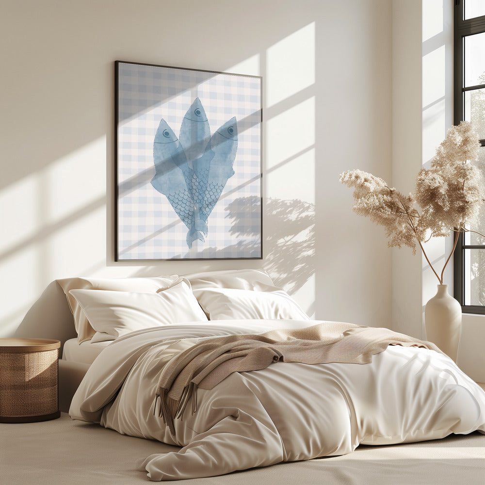 Drie blauwe vissen | Poster