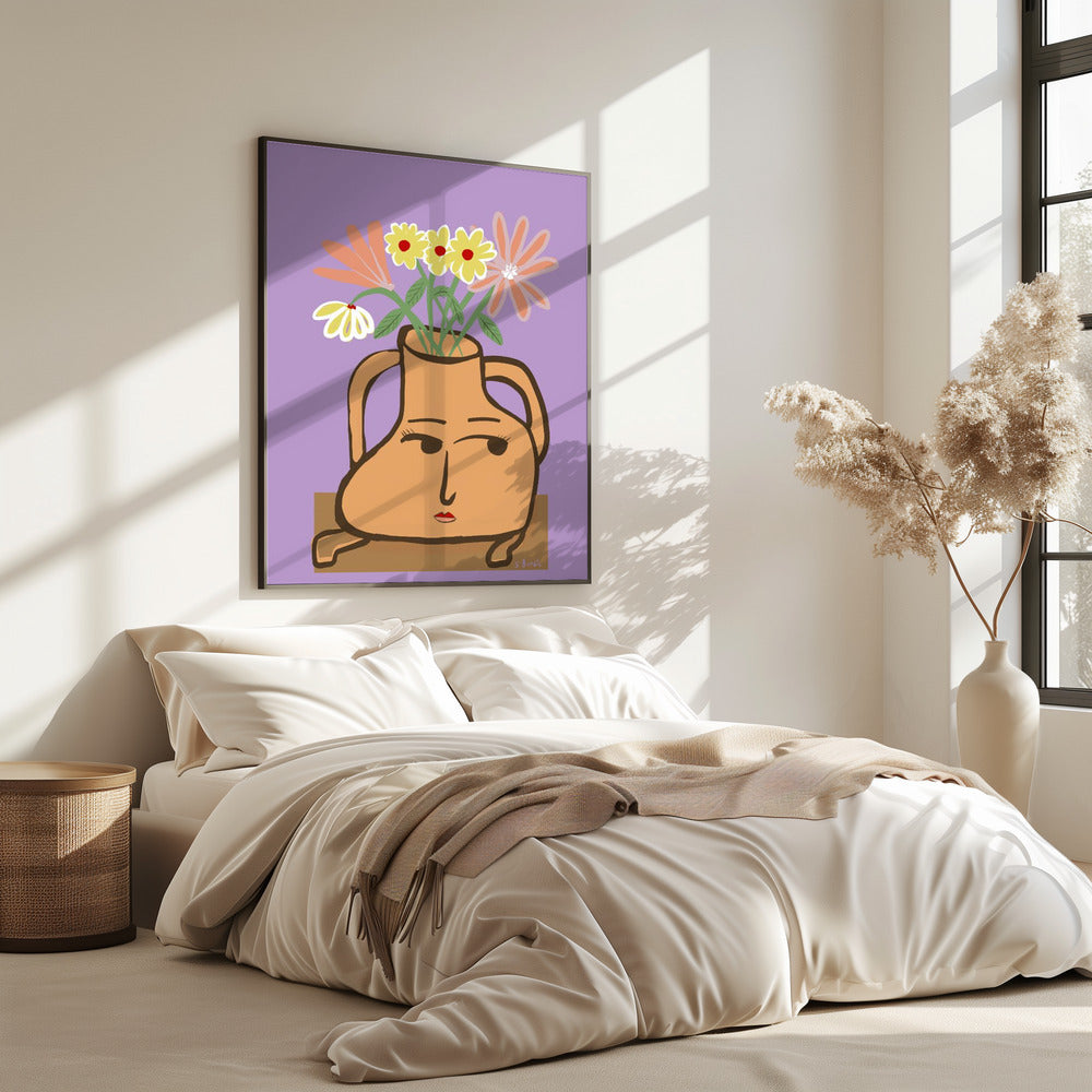 Dame vaas met bloemen | Poster