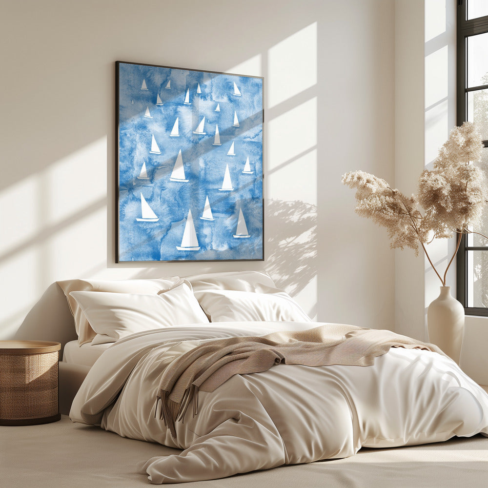 White Sail Boats | Poster