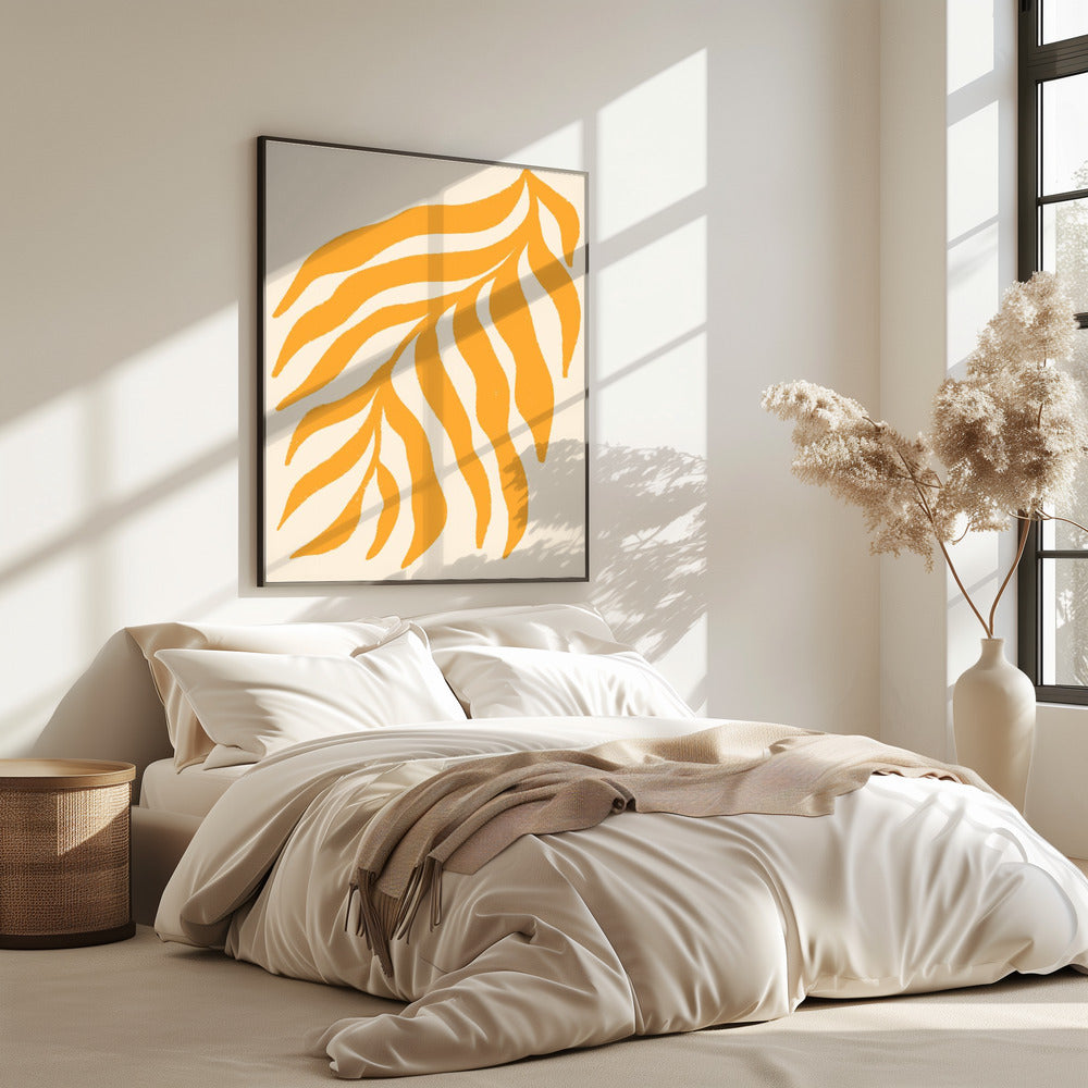 Gele silhouet met textuur van een tak | Poster
