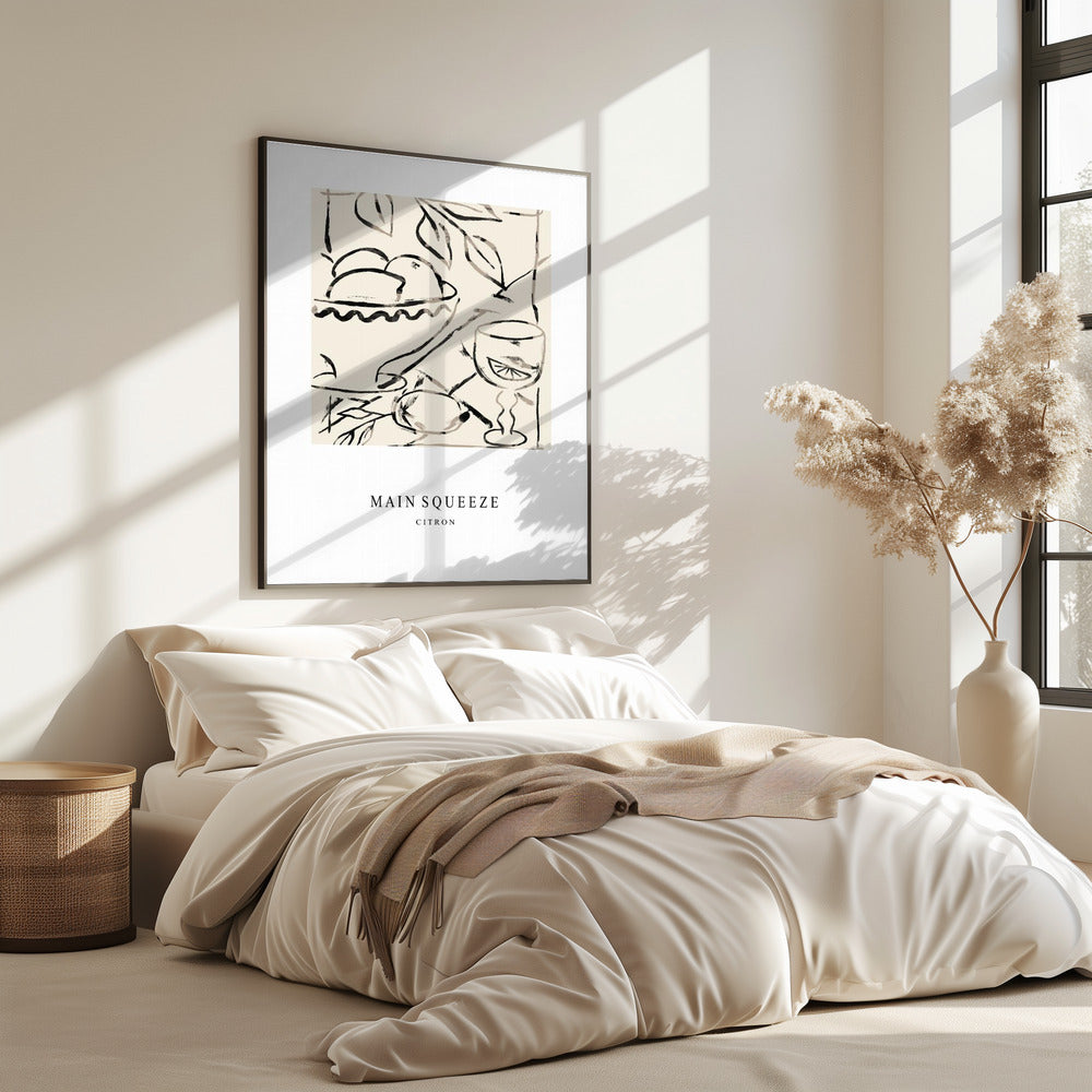 Abstracte fruitschaal en glas | Poster