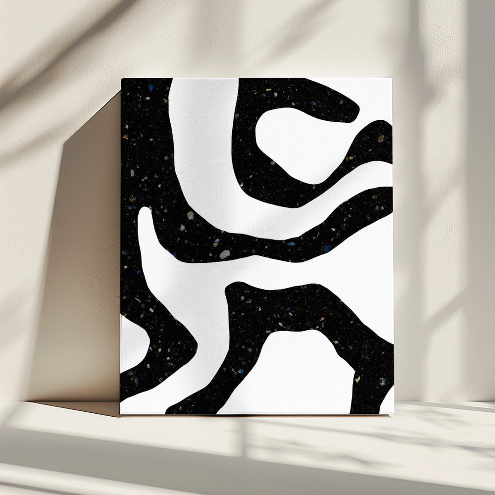 Organische zwarte vormen met gespikkelde patronen | Canvas