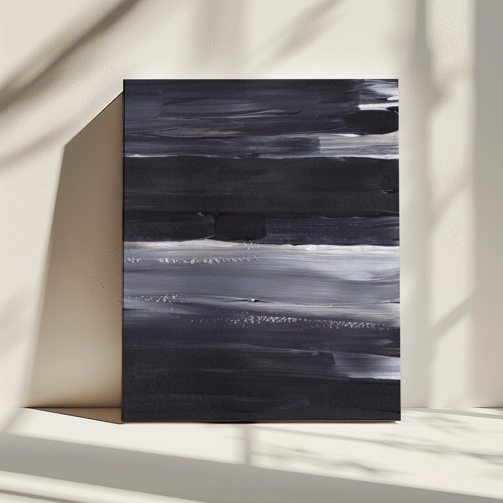 Expressieve monochrome penseelstreken | Canvas
