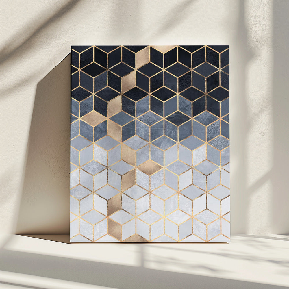 Zachte blauwe gradiëntkubussen | Canvas