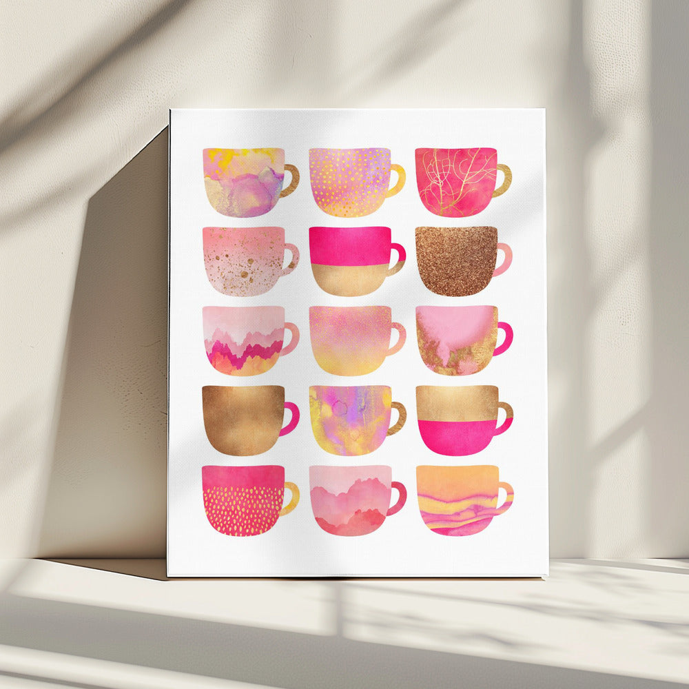 Mooie roze koffiekopjes | Canvas