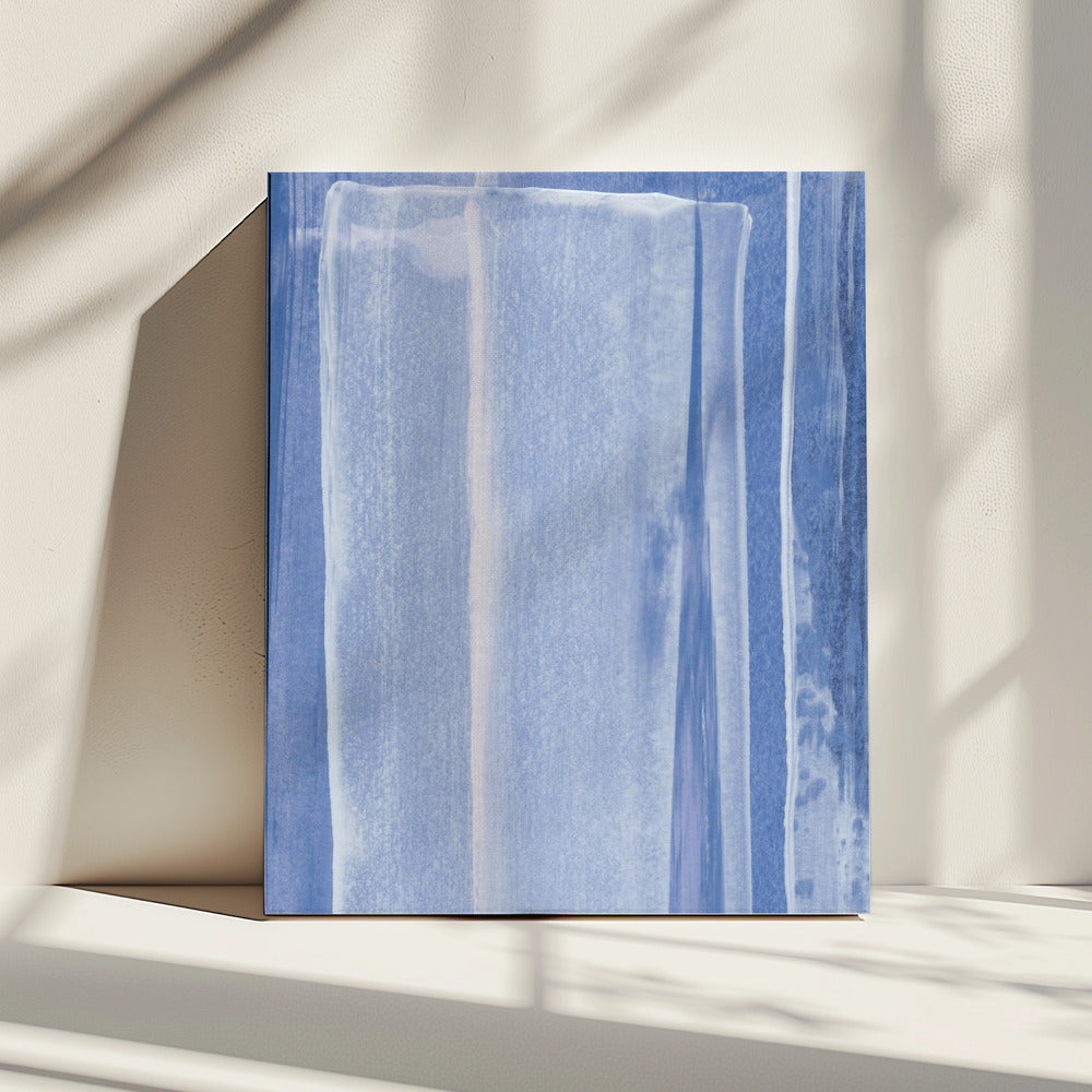 Blauw met verticale penseelstreken | Canvas