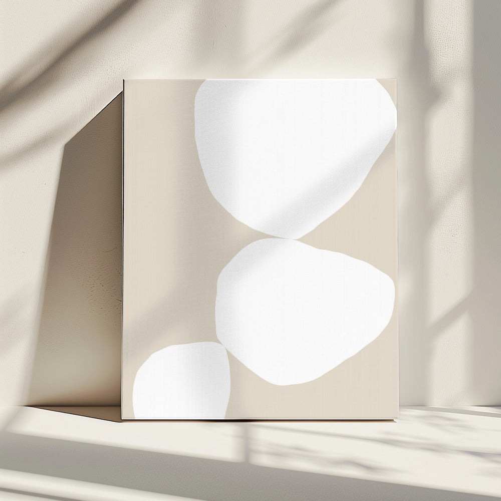 Drie witte organische vormen | Canvas