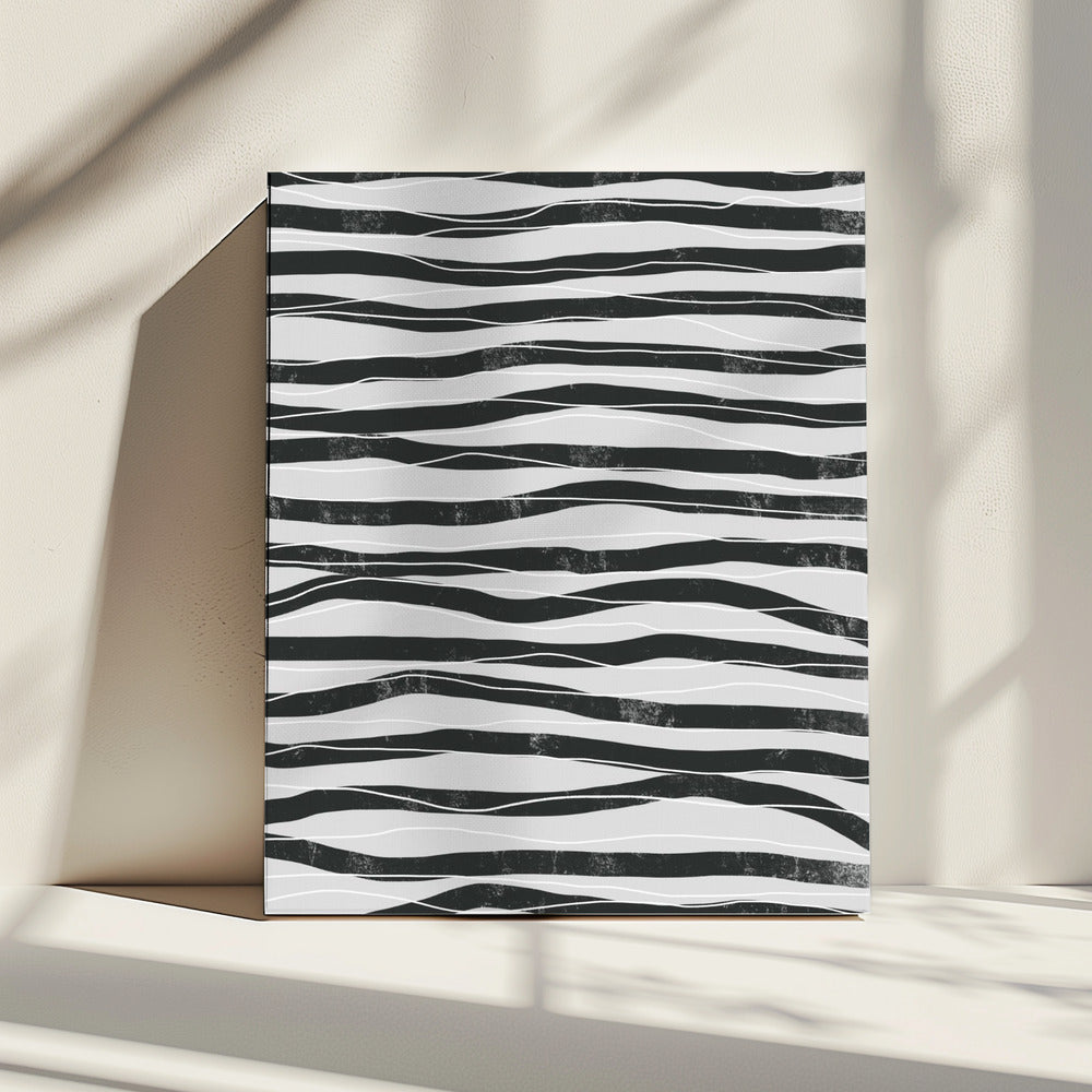 Zwart-witte golvenlijnen | Canvas
