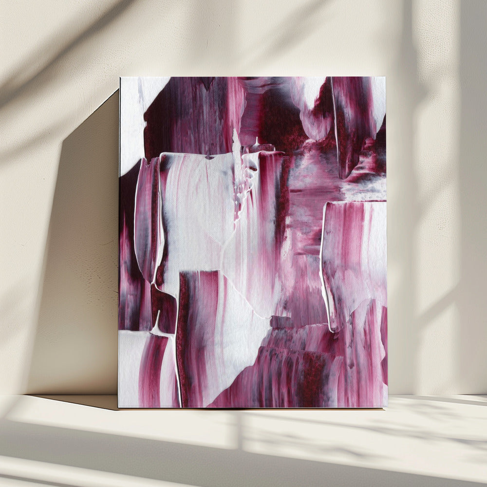 Karmozijnrode penseelstreken | Canvas