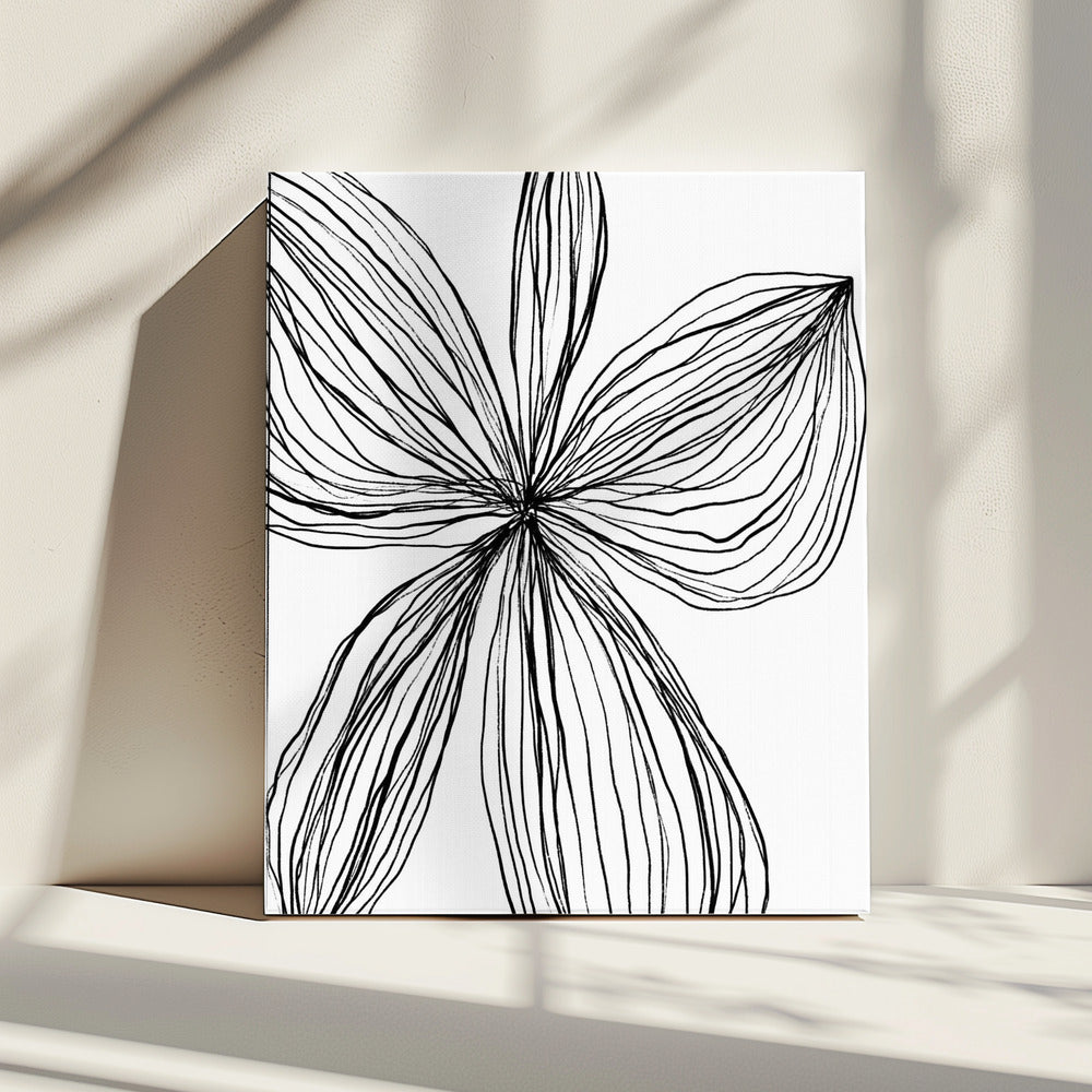 Minimalistische zwart-witte bloemblaadjes | Canvas