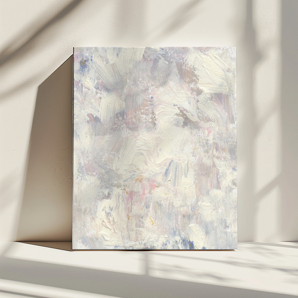 witte penseelstreken en zachte pasteltinten | Canvas
