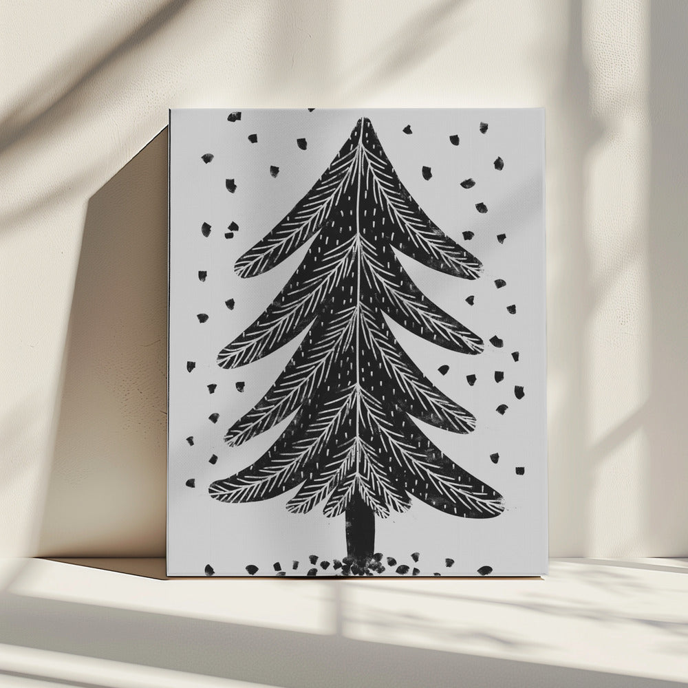 Monochroom Pinefall | Canvas