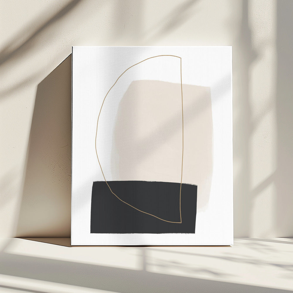 Geometrische vormen in zwart-, wit- en beigetinten | Canvas