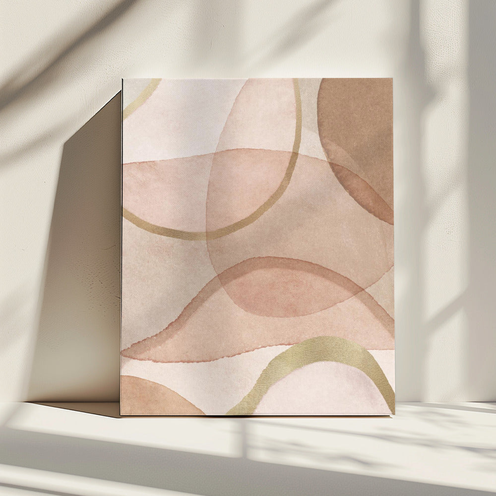 Blozend en bruin abstract | Canvas