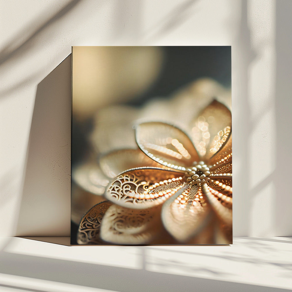 Gouden bloemblaadjesgloed | Canvas