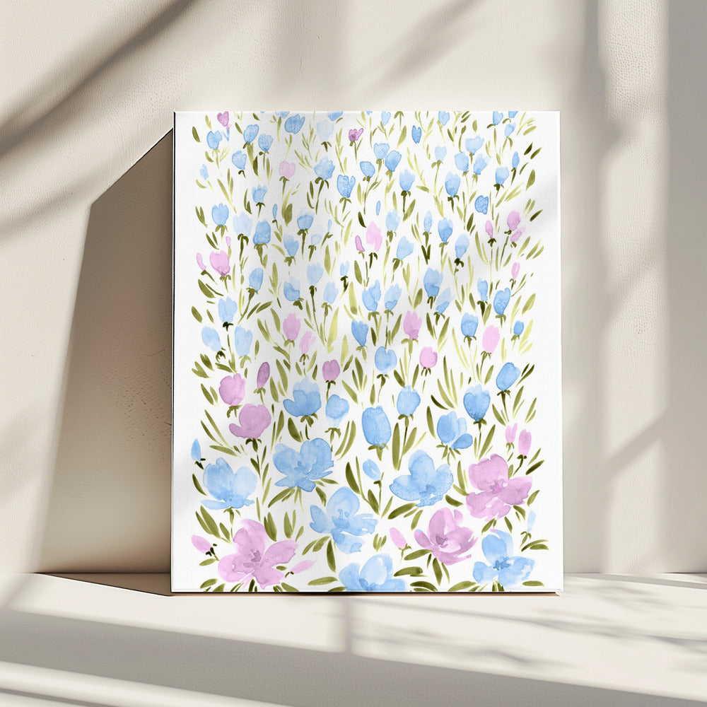 Veld met paarse en blauwe bloemen | Canvas
