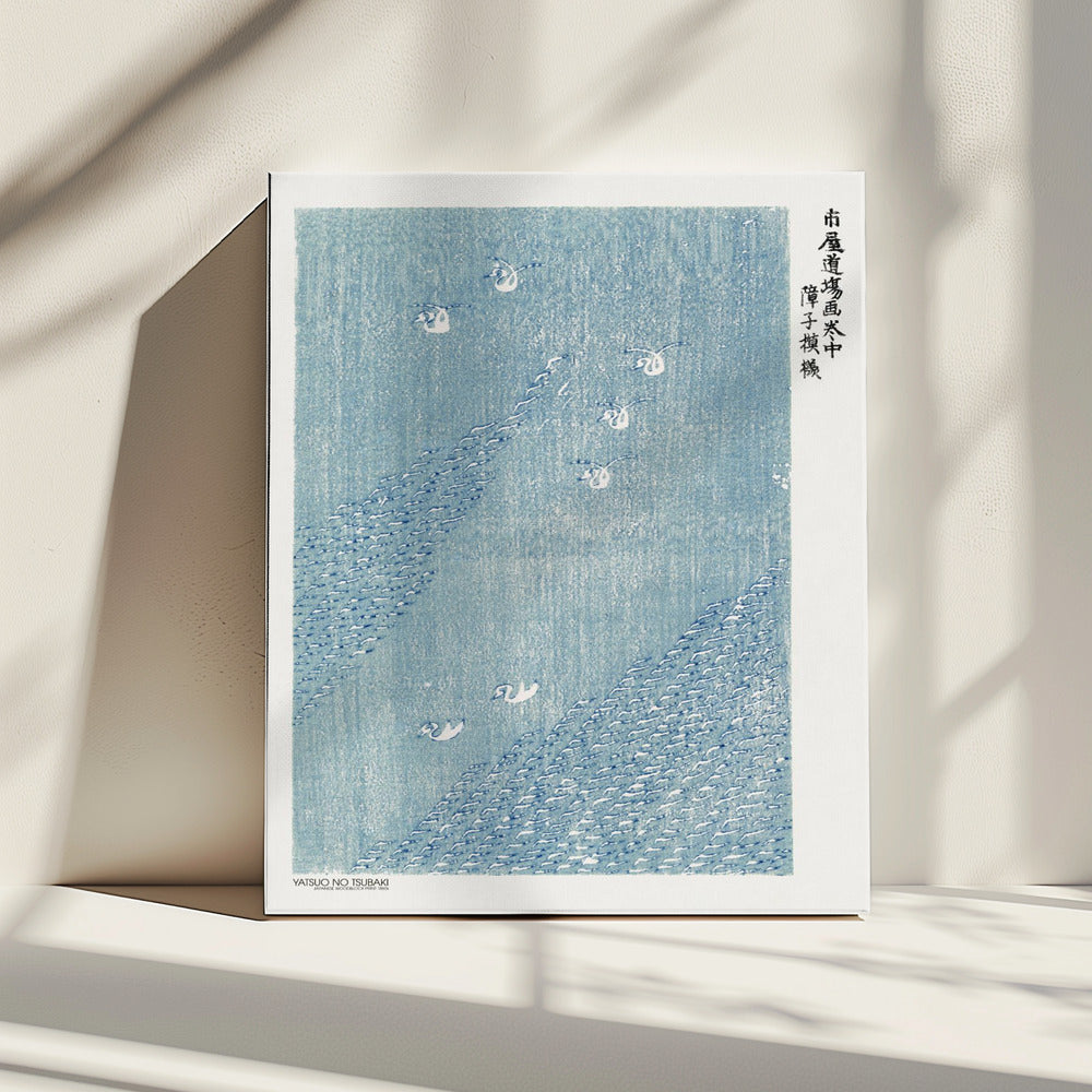 Houtsnede Blauw | Canvas