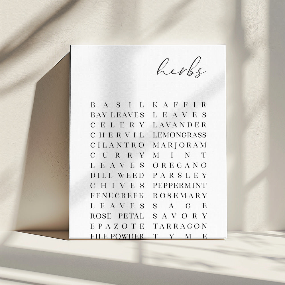 Lijst met kruiden | Canvas