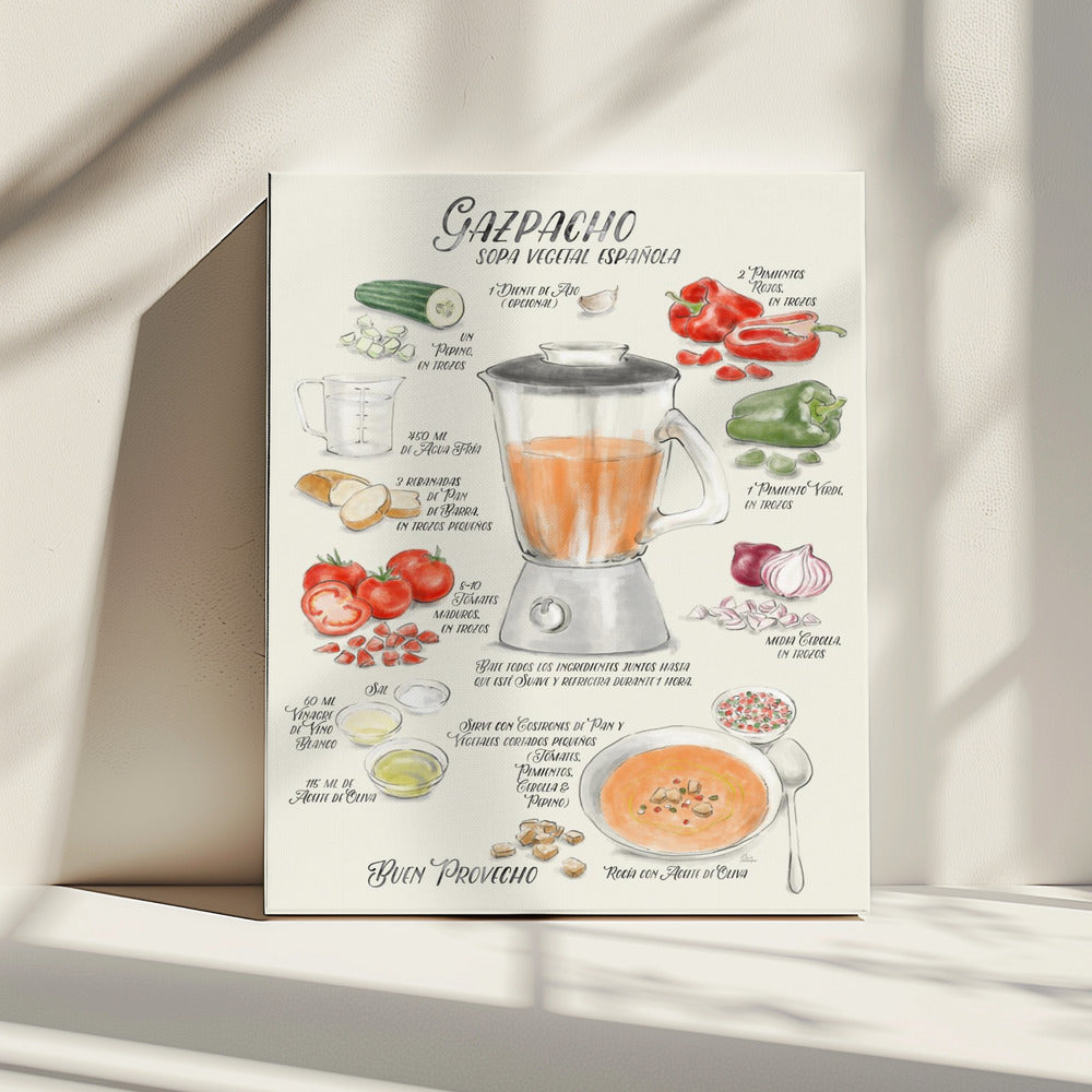 Gazpacho geïllustreerd recept in het Spaans | Canvas