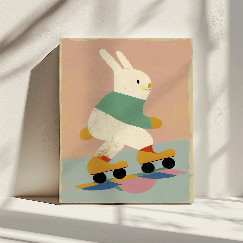 Konijn op schaatsen | Canvas