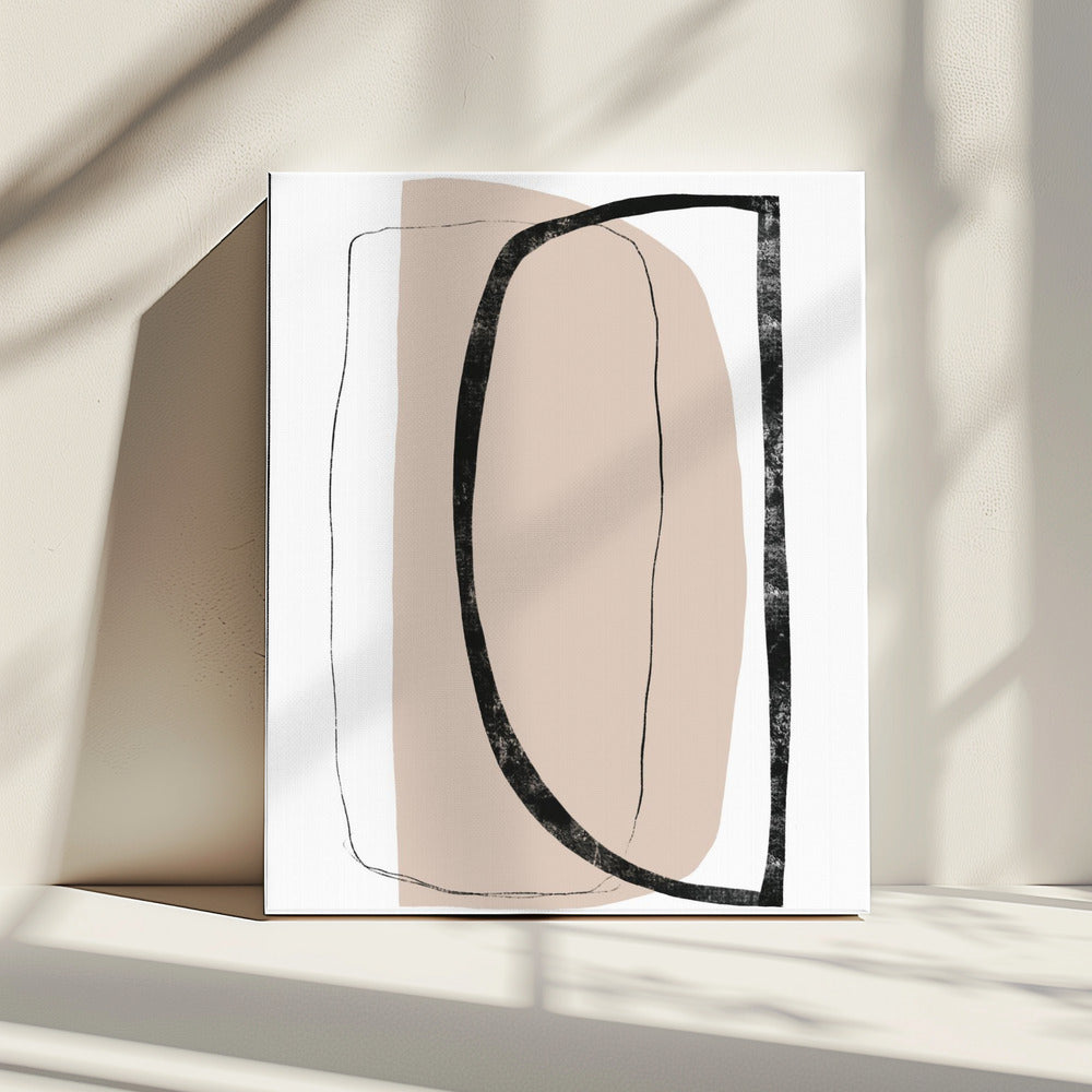 Soft Beige And Black Geometric Shapes | Canvas
