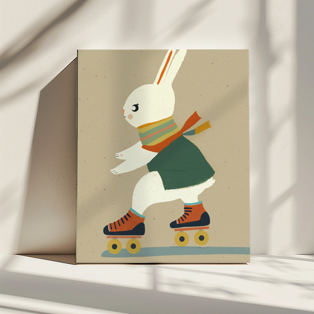Schaatsend Konijntje Bliss | Canvas