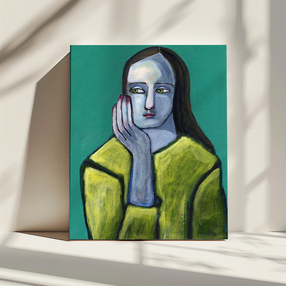 Vrouw met grote handen | Canvas