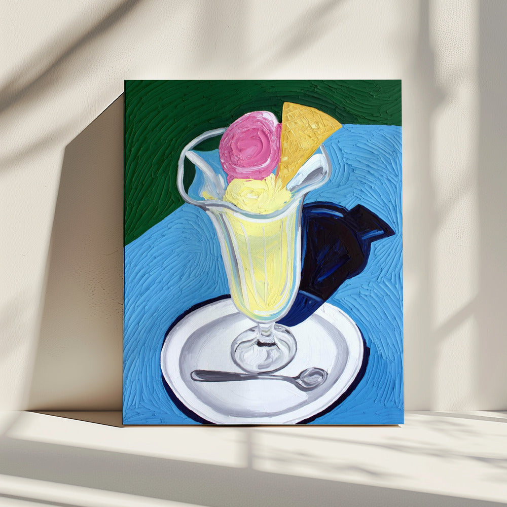 Frambozen- en vanille-ijs | Canvas