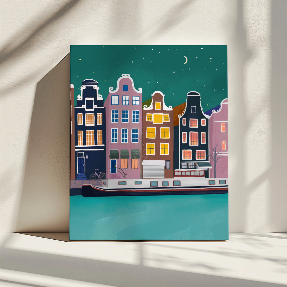 Amsterdam bij nacht | Canvas