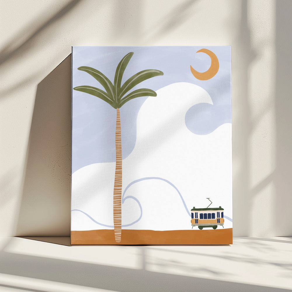 Little Tram On Beach | Canvas