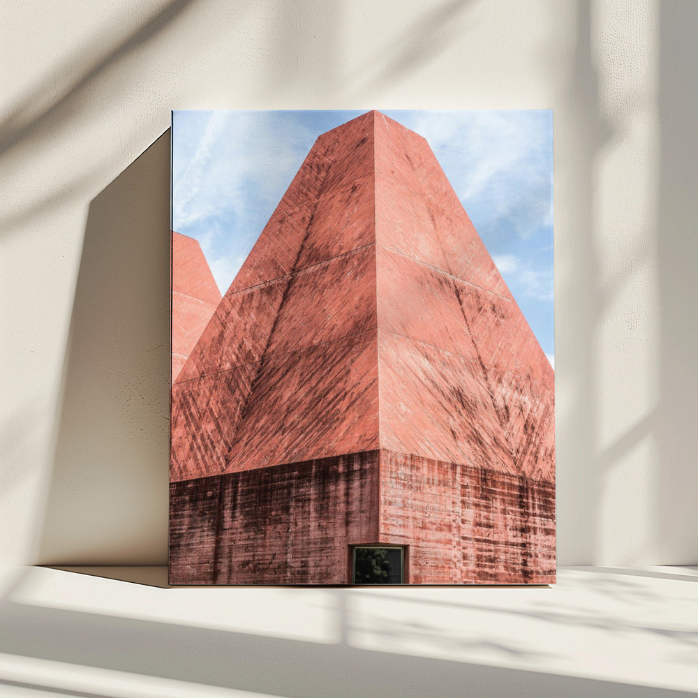 Karmozijnrode geometrische toren | Canvas
