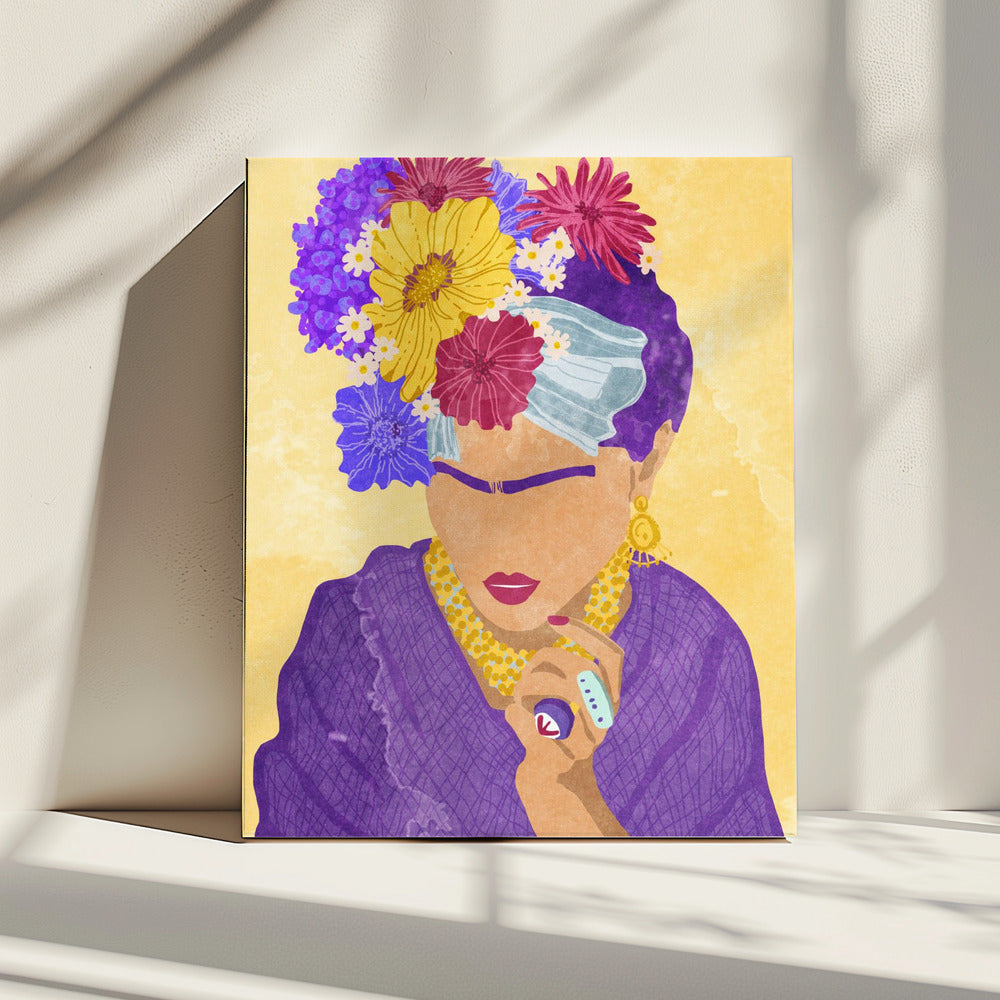 Frida en bloemen | Canvas