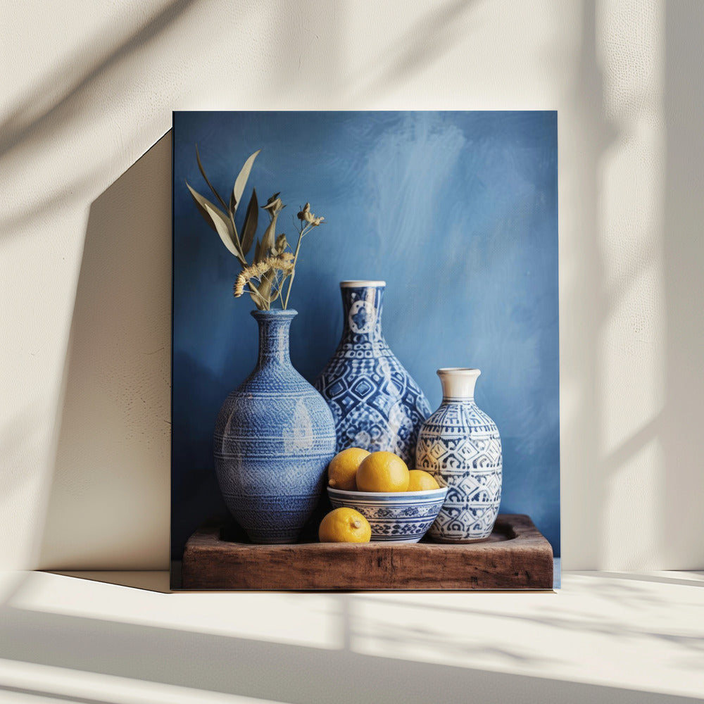 Stilleven met blauwe harmonie | Canvas
