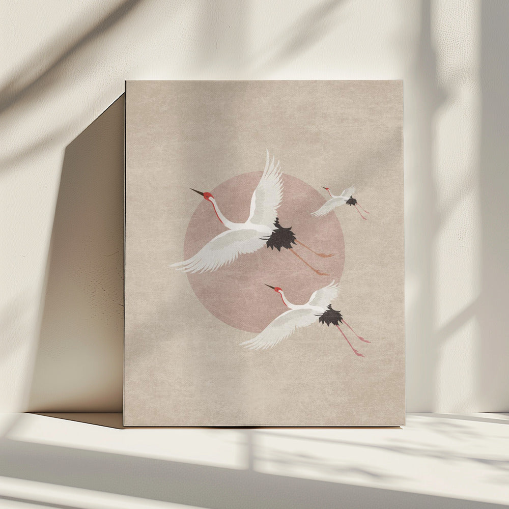 Kranen in vlucht | Canvas