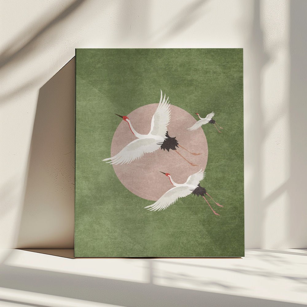 Kranen in vlucht | Canvas