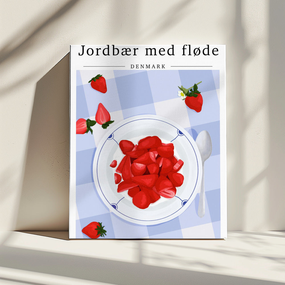 Aardbei met slagroom - Denemarken | Canvas