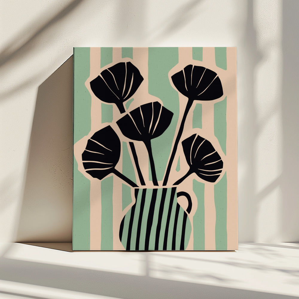 Gestreepte Bloemenvaas | Canvas