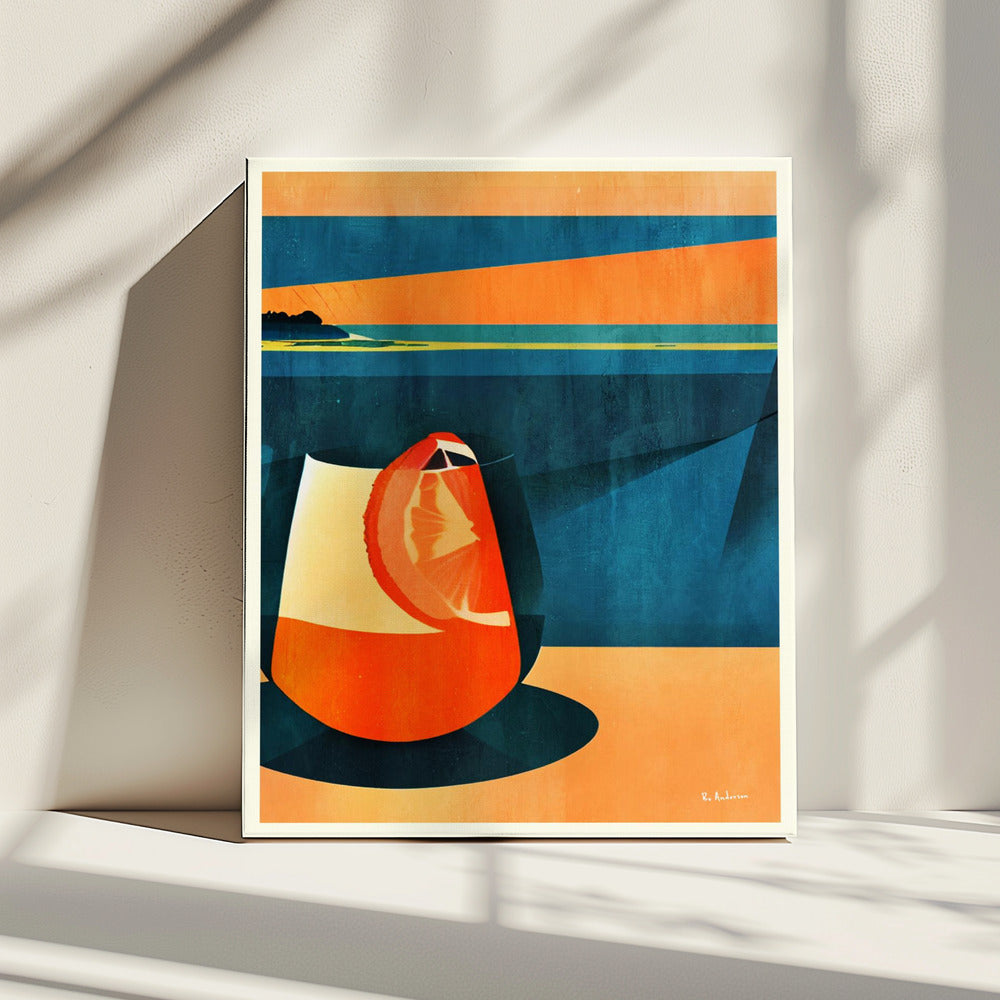 Negroni bij zonsondergang | Canvas